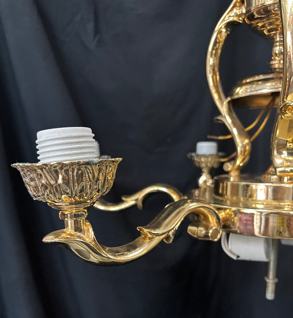 Brass 8-Light Chandelier with Shades GA21276