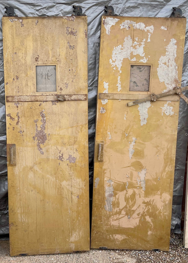 Steel Clad Elevator Doors with Original Otis Wheels & Brass Handles GA20554