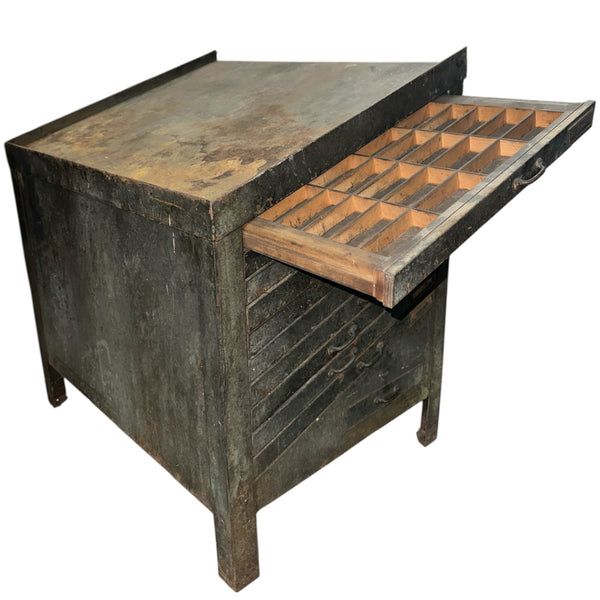 Antique Steel Printer's Typeset Cabinet GA20717