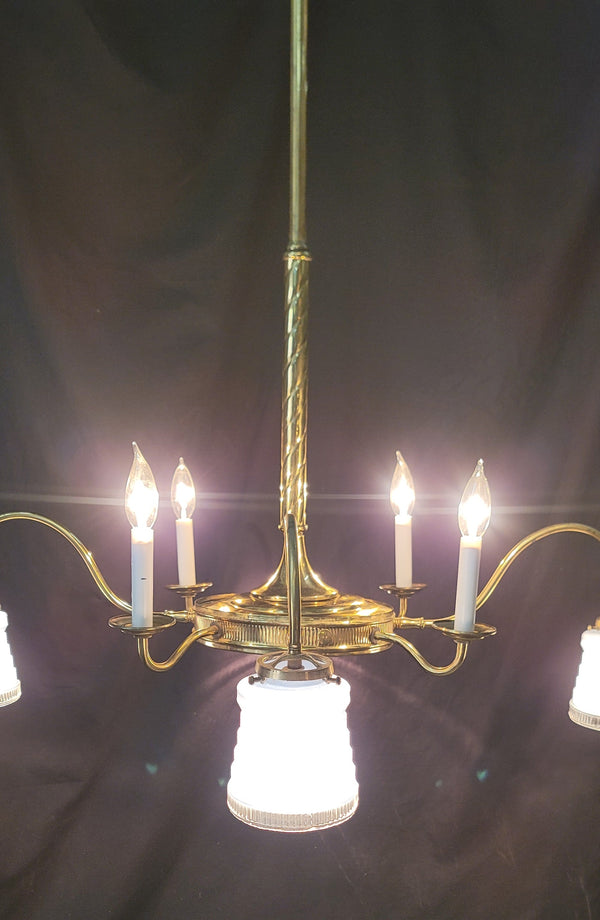 Victorian Flush Mount 8 Light Chandelier w/ Textured Shades 34" x 43" GS01019