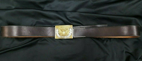 Handmade Leather Belt & Reproduction U.S. Military Federal Eagle Belt Buckle