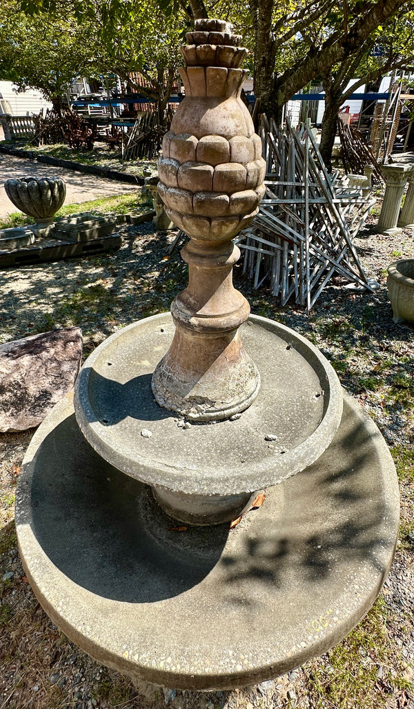 2-Tiered Concrete Fountain w/ Pineapple Finial GA20352