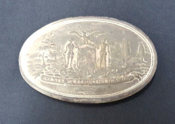 Civil War Reproduction Brass Oval Maryland Belt Buckle With 3 Hooks