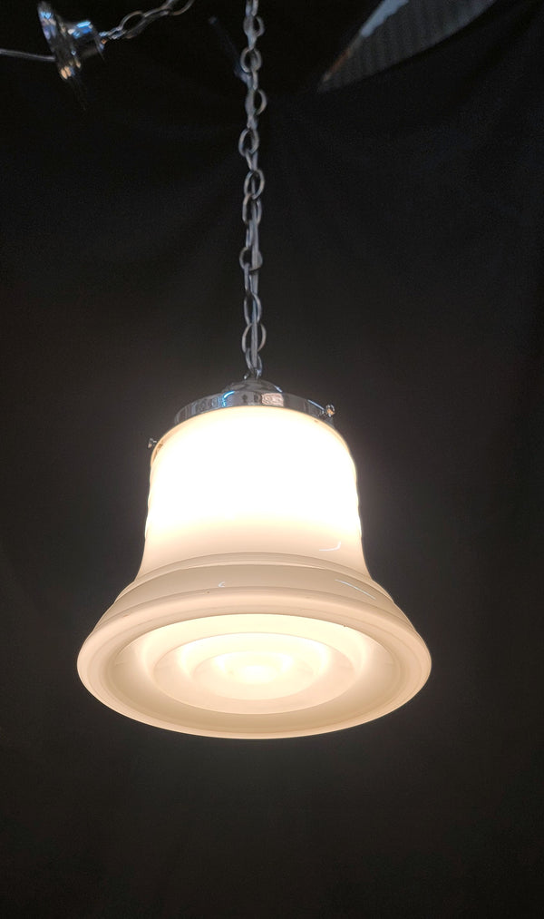 Restored Art Deco Pendant Light w/ Bell Shaped Bullseye Shade GS01056