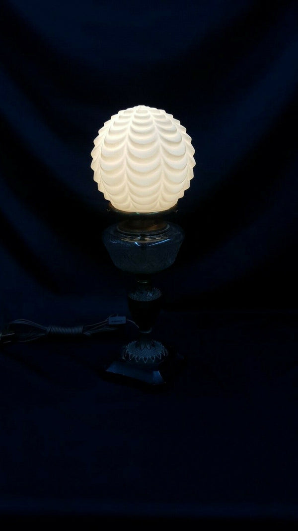 Vintage 6" Round White Glass Drapery Design Lamp Shade Globe GA21119