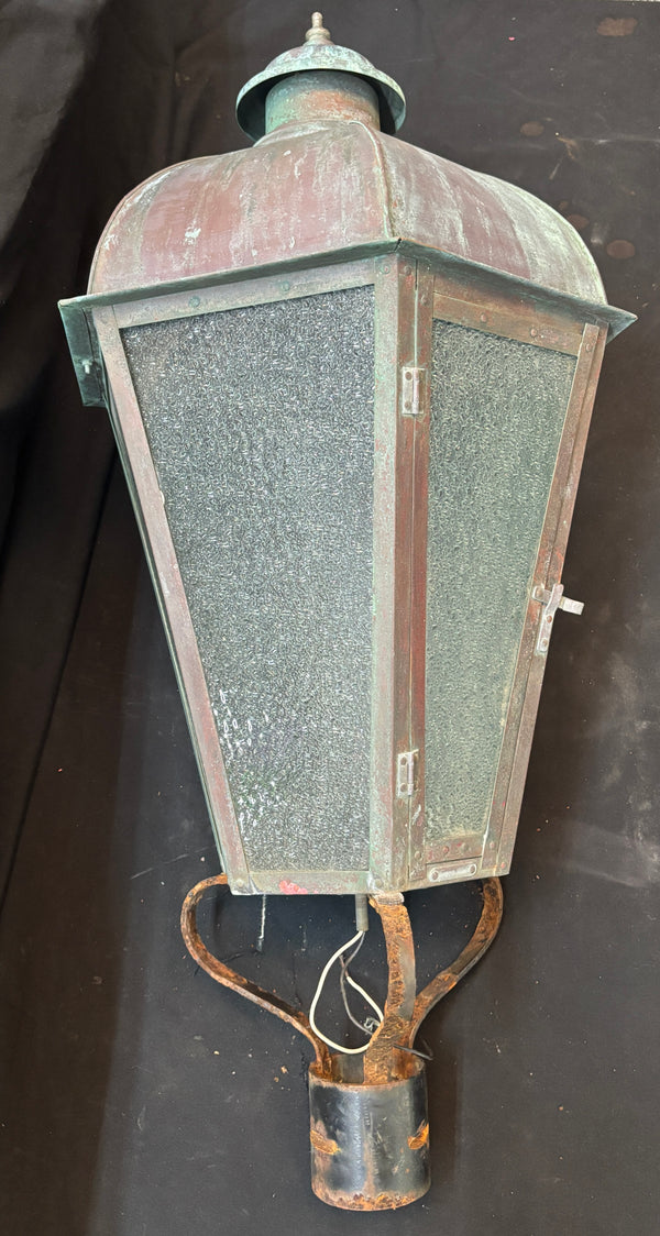 Riveted Copper Lamp Post Light with Green Patina GA21521