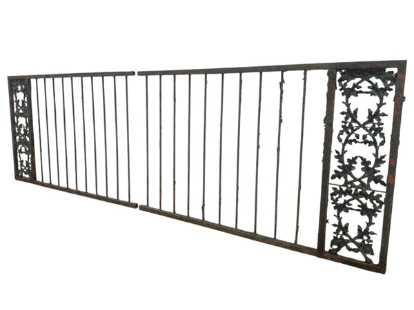 91 Ft of Antique Wrought Iron Fencing w/ Decorative Panels GA20999