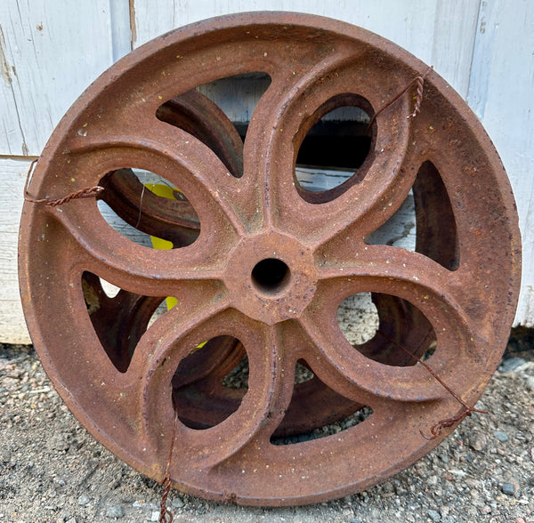 Pair of Industrial Cast Iron Cart Wheels GA20927
