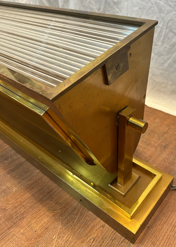 Antique Art Deco Brass Plated & Glass Rod Theater Light Fixture Pair GA20548