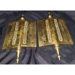 Restored Victorian Eastlake Solid Brass 4 1/2" x 4" Ornate Hinges GA276