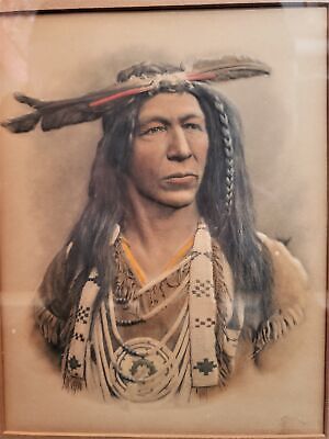 1904 Alfred S. Campbell Embossed Color Print of Native American Chief  GS00711