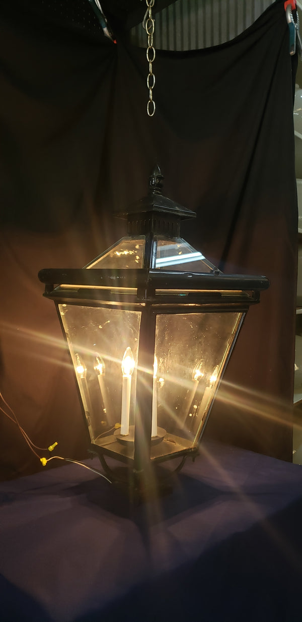 Vintage Glass & Metal Pole Top Lantern Lamp 37" x 17 1/2" GS01011
