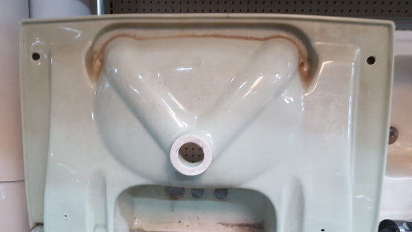 Vintage Green Porcelain Bathroom Sink with 2 Front Chrome Legs - Local Pick Up