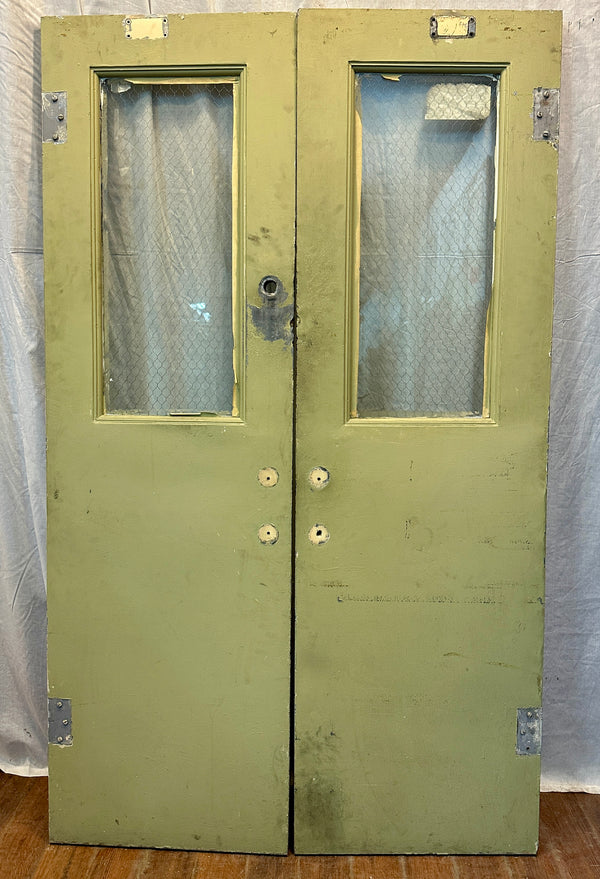 1-Pane Painted Steel Double Doors w/ Chicken Wire Glass GA20576