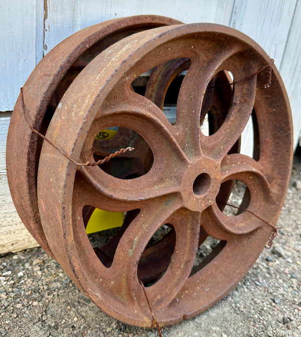 Pair of Industrial Cast Iron Cart Wheels GA20927