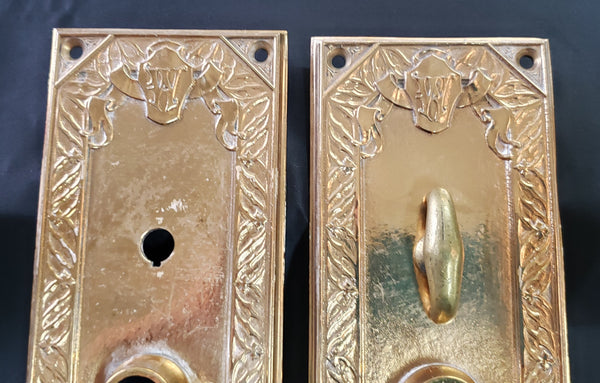 1913 Woolworth Building N.Y. Solid Bronze Door Backplates w/ Thumb Turn GS010938