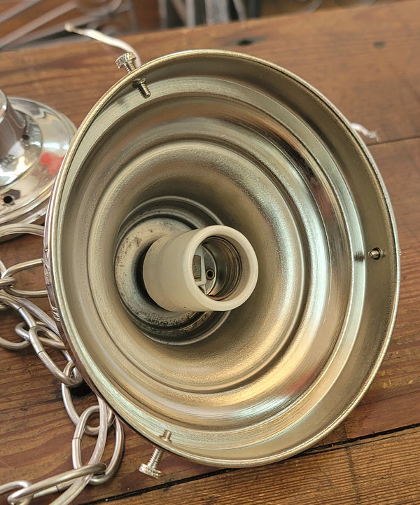 Restored Art Deco Pendant Light w/ Bell Shaped Bullseye Shade GS01056