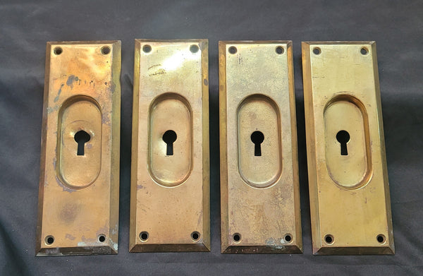 Set of 4 Brass Pocket Door Key Hole Escutcheon Plates 7" x 2 1/2" GS00860