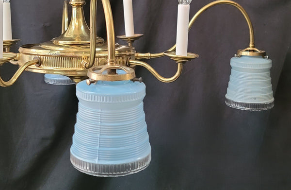 Victorian Flush Mount 8 Light Chandelier w/ Textured Shades 34" x 43" GS01019
