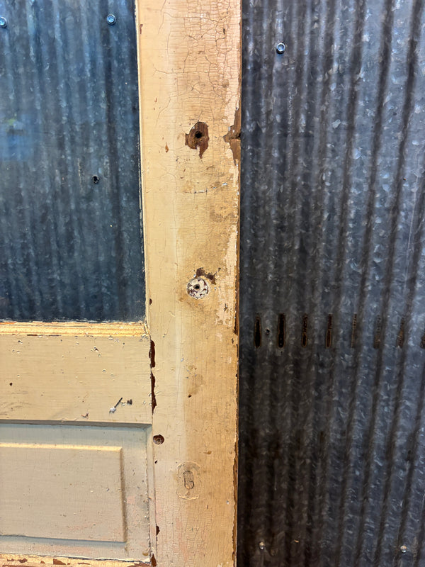 Antique Door with Upper Window and Wooden Panels GA21548