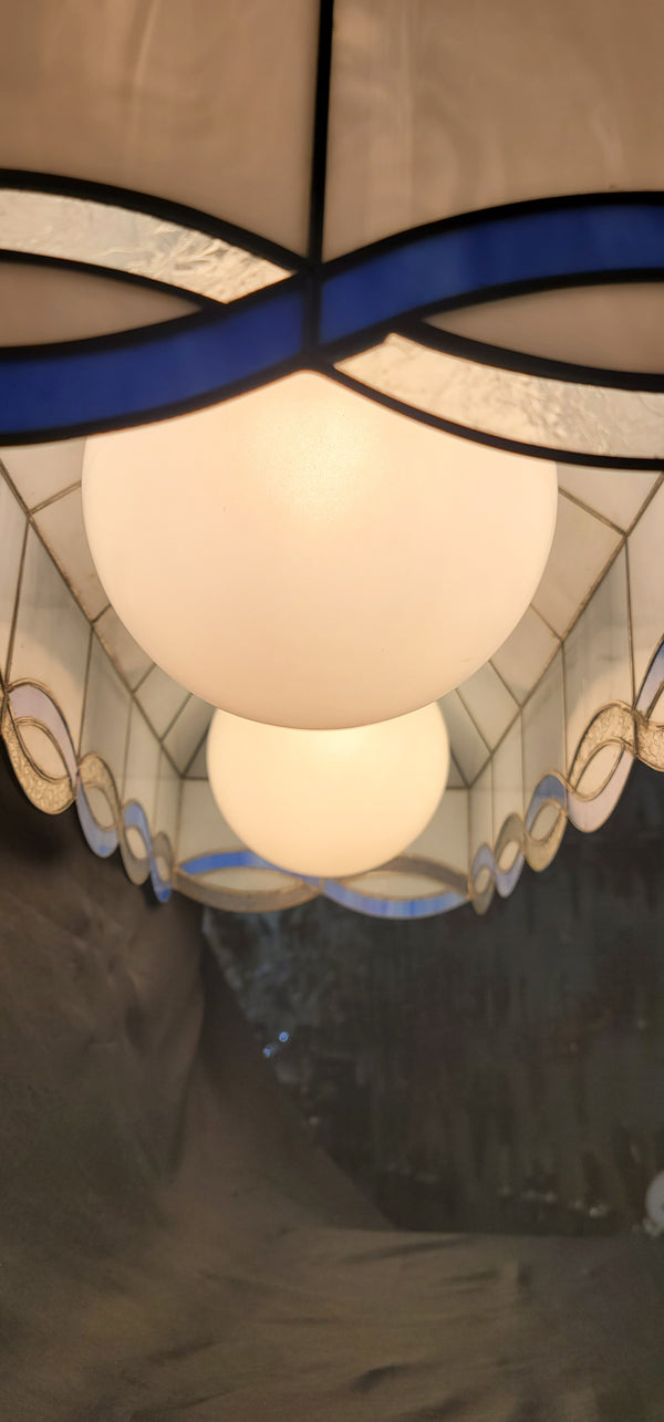 Large Stained Glass Two Light Chandelier 36" x 13" x 12" GS00881