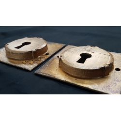 Restored Solid Brass Ornate Pocket Door Keyhole Escutcheon Plates GA1197