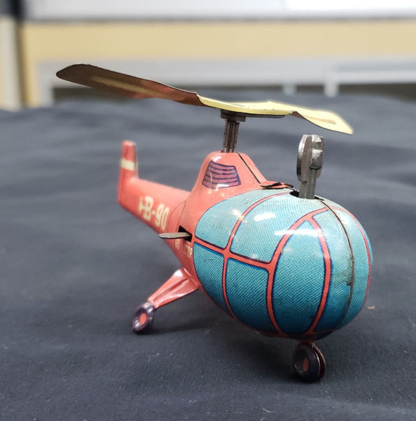 1950's Biller Company B-90 Tin Wind Up Helicopter for Remote Control Station GAB90