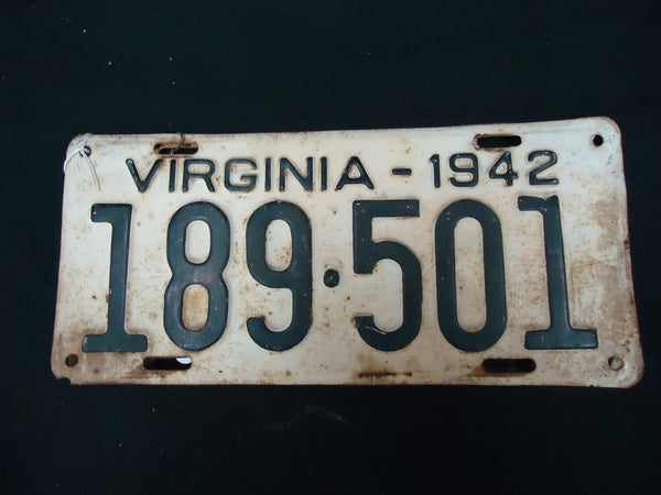 Antique 1942 License Plates Virginia