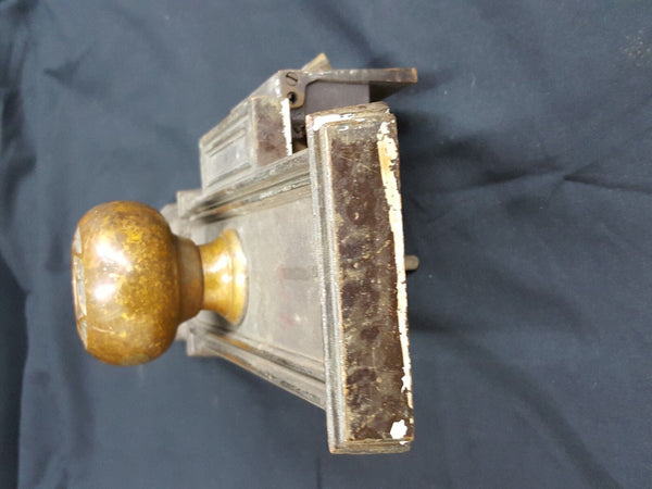 Early 1900s Ornate Bronze CNB Charlotte NC Bank Door Knob & Backplate GS00813