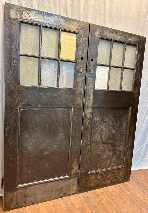 6-Pane 1-Panel Galvanized Steel Double Door Pair GA20558