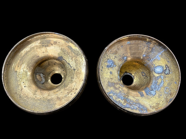 Pair of Antique Solid Brass 8" Wide Chandelier Canopies GA20711