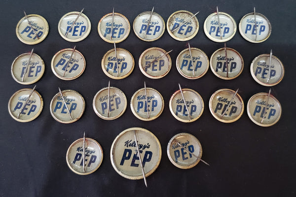 Lot of 24 WWII Kellogg's Pep Premium Pins w/ Military Emblems GS01074