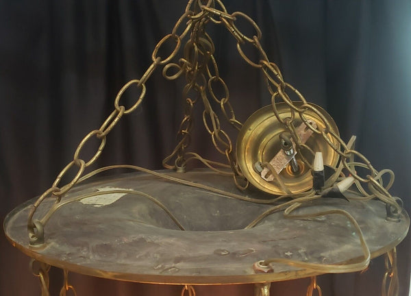 Six Light Round Brass Chandelier #GA2029