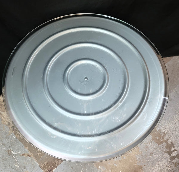 Repurposed Side Table Metal Container w/ Beveled Tempered Glass Top GS00601