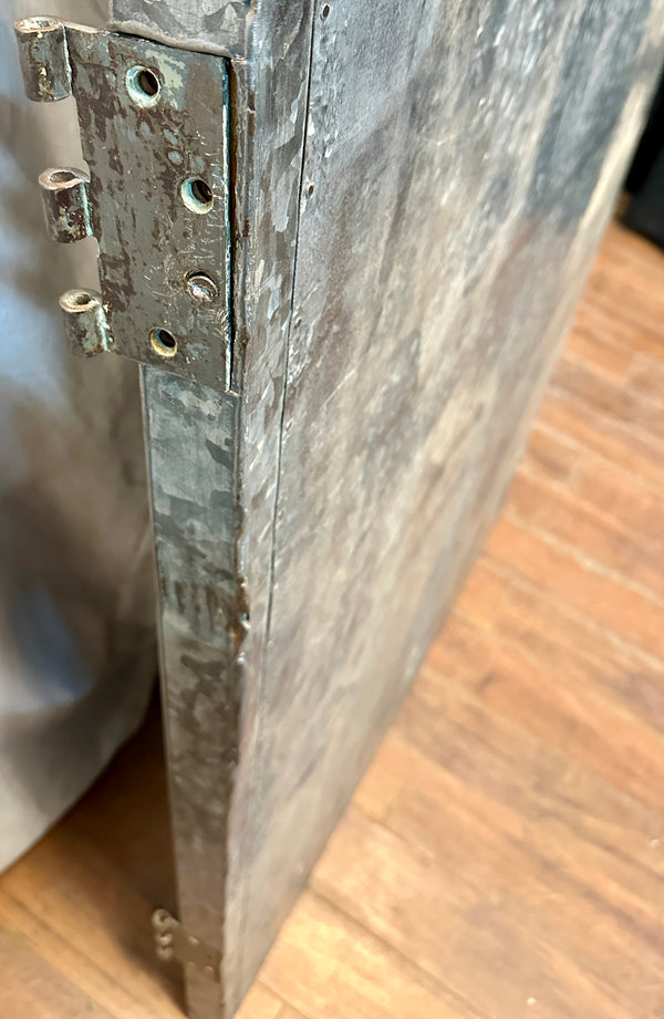 Industrial 2-Pane Galvanized Steel & Chicken Wire Glass Door GA20563