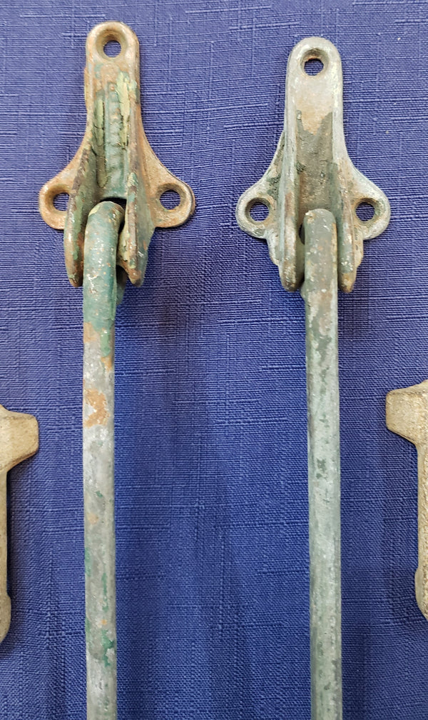 Pair of Vintage Iron Shutter Dogs w/ Keepers 15" Long GS00627 - 6 Pairs Avail