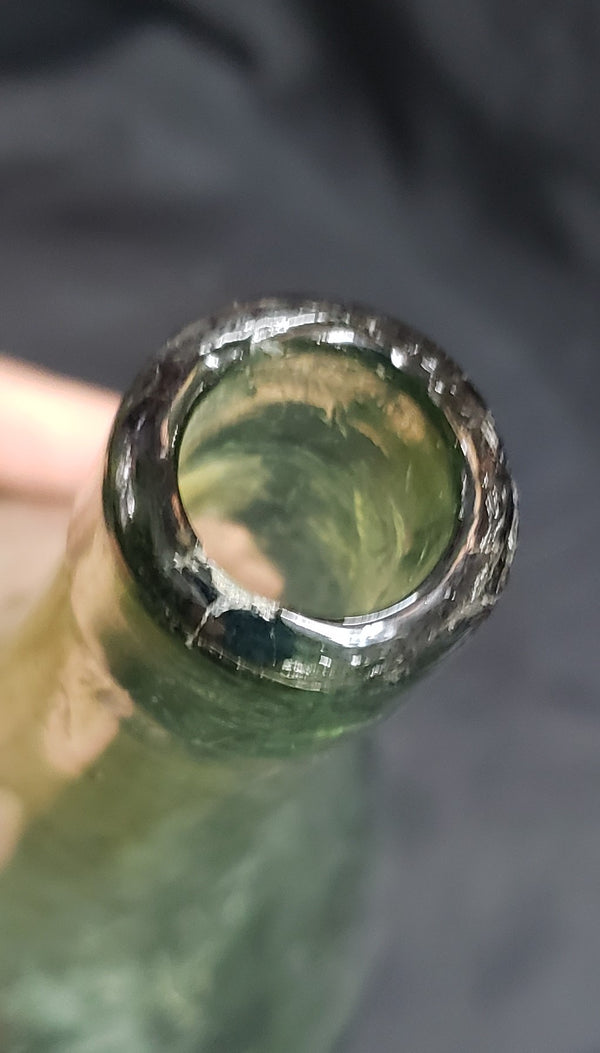 Vintage Hand Blown Torpedo Round Bottom Glass Bottle 10 1/4" x 4 1/2" GS00895
