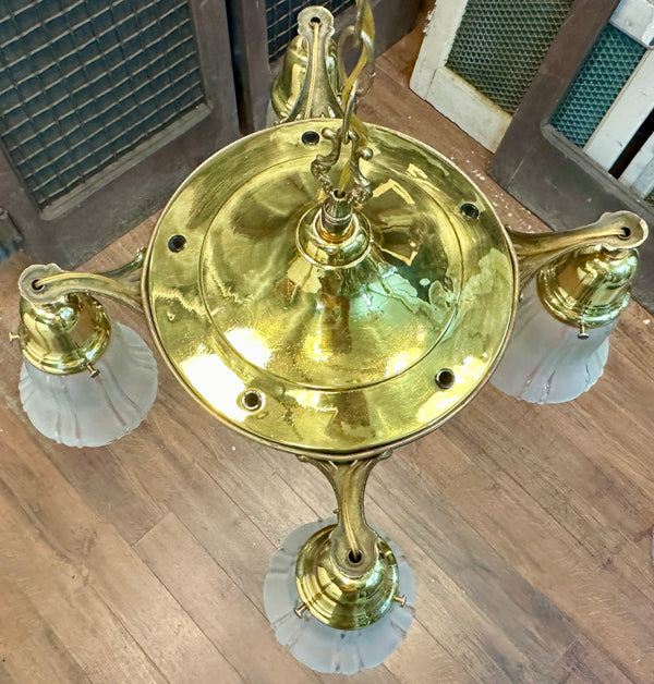 Antique Brass 4-Light Pan Chandelier - 18" W x 8" T - GA21029