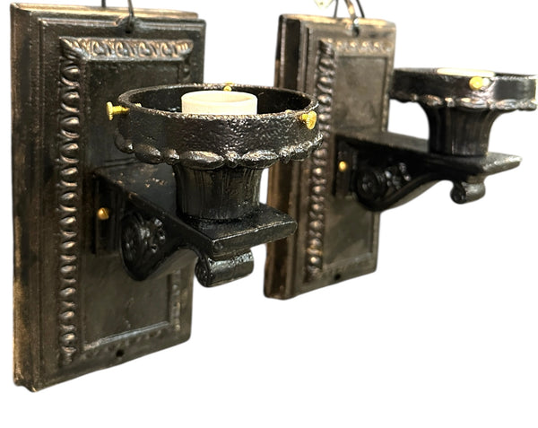 Restored Antique Cast Iron Wall Sconce Pair GA20683