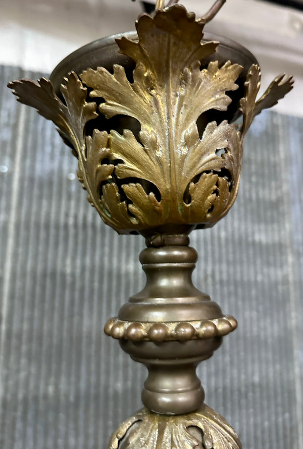 Antique Art Nouveau Brass 6-Light Chandelier - 23" T x 21" W - GA21032