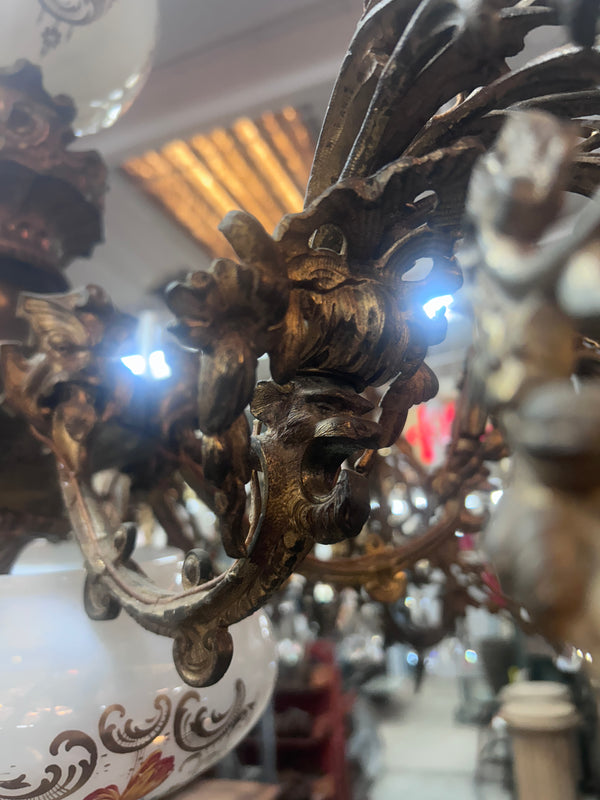 Victorian Bronze and Glass 32 Light Ornate Chandelier GS011023