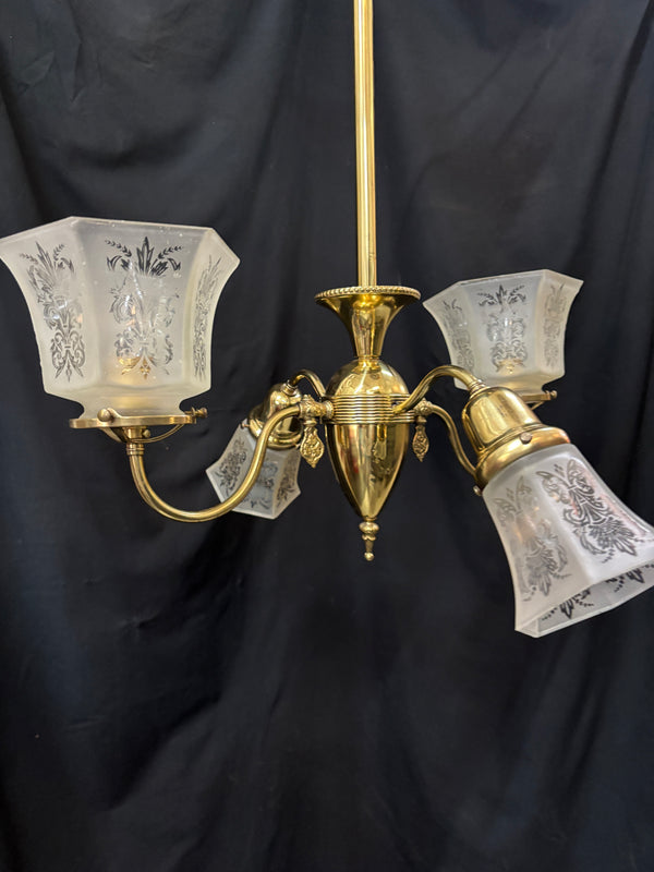 Antique Solid Brass 4-Light Chandelier GA21163
