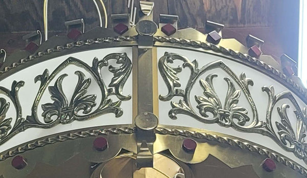 Ornate 11 Light Gothic Brass & Glass Chandelier 32" x 42" GS00635 4 Available