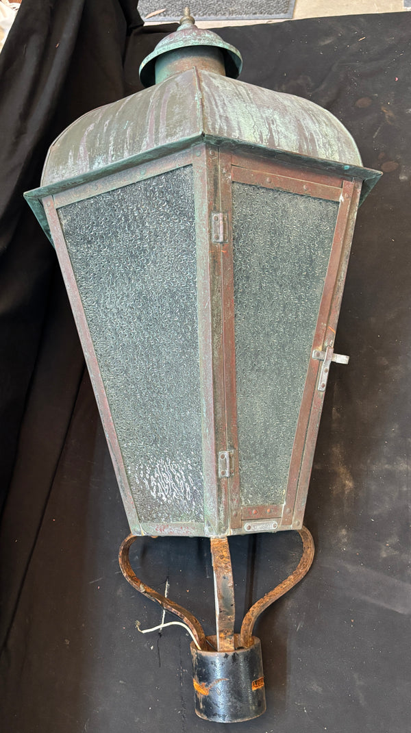 Riveted Copper Lamp Post Light with Green Patina GA21522