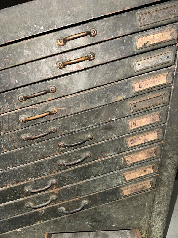 Antique Steel Printer's Typeset Cabinet GA20717