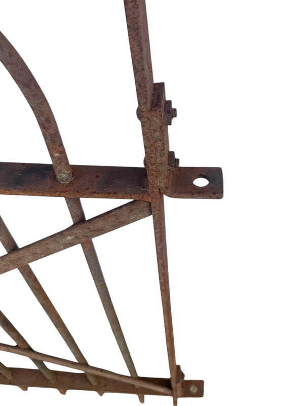 Antique Wrought Iron Hairpin Gate w/ Floral Medallion - 35" W x 39" T - GA20981