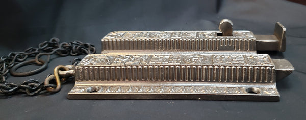 Restored Victorian Eastlake Spring Loaded Double Door Bolt Lock Set GS01054