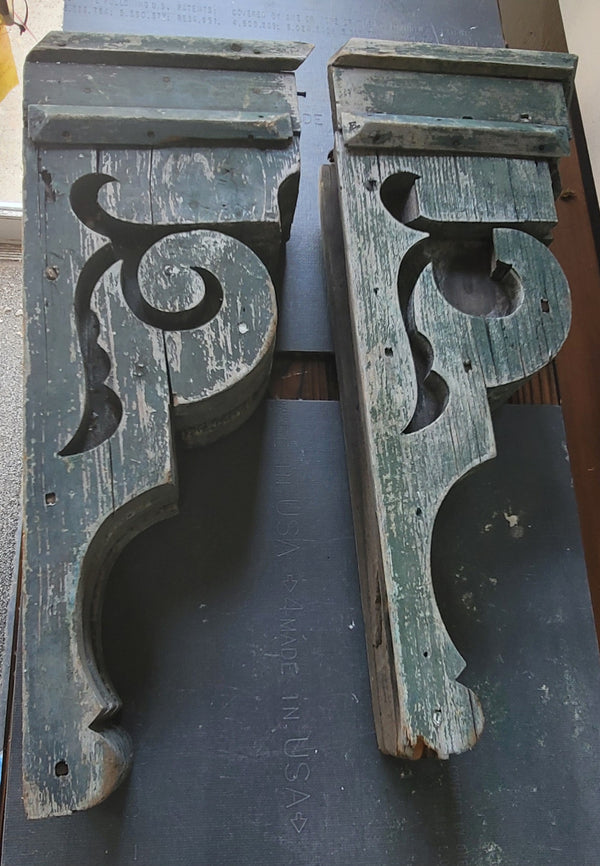 Pair of Large 3 Layer Wooden Corbels 24 1/2" x 10" x 5" GS01050