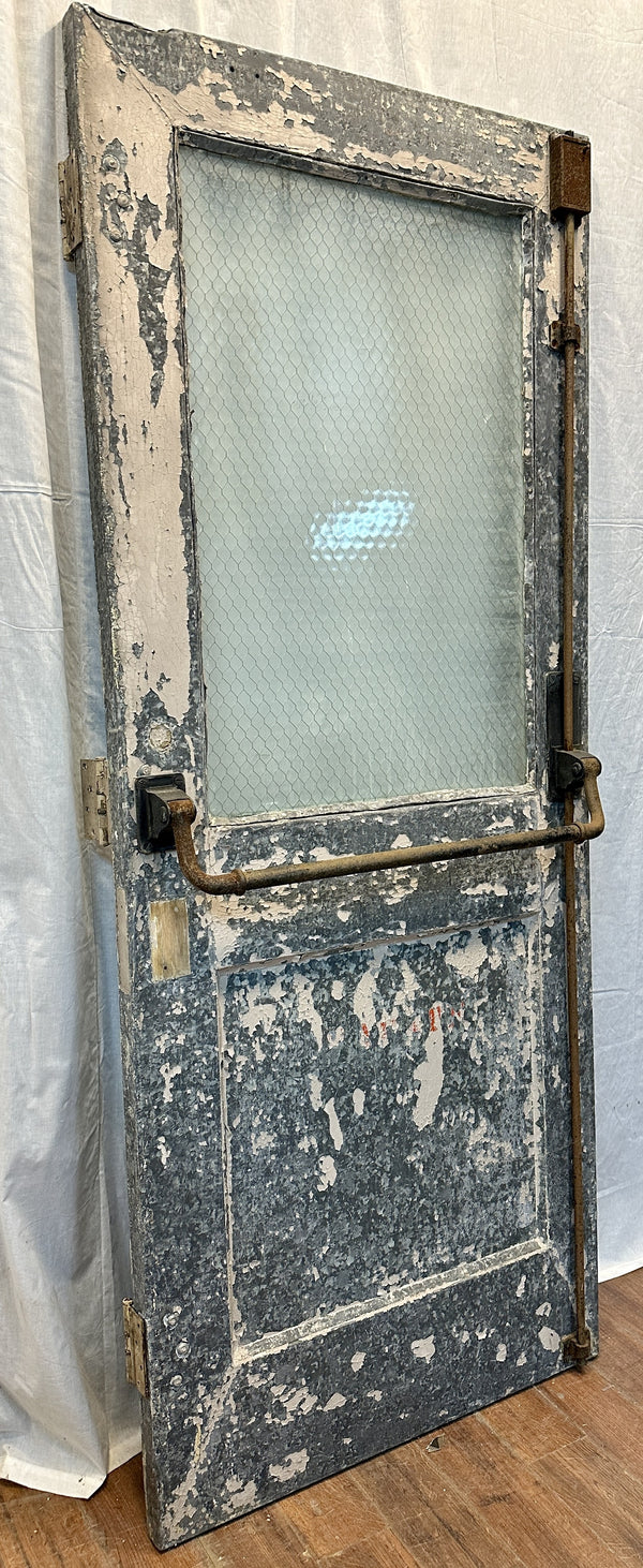 1-Pane Steel Door w/ Chicken Wire Glass & Push Bar GA20551