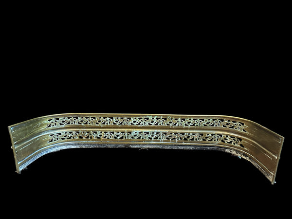 Antique Victorian Pierced Brass Fireplace Fender w/ Claw Feet GA21000